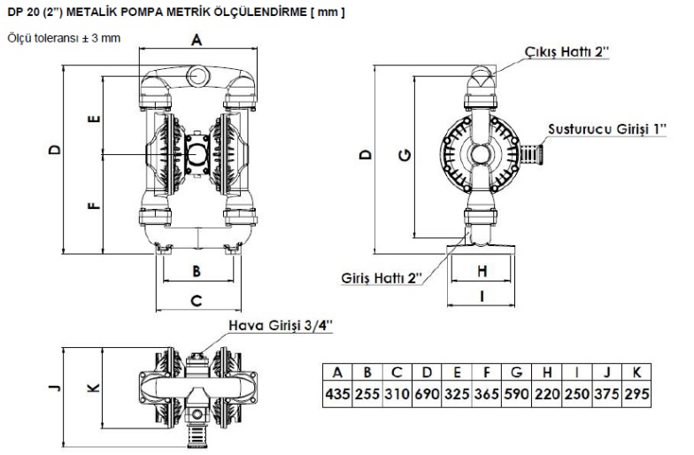 DP20 METALİK DİYAFRAMLI POMPA