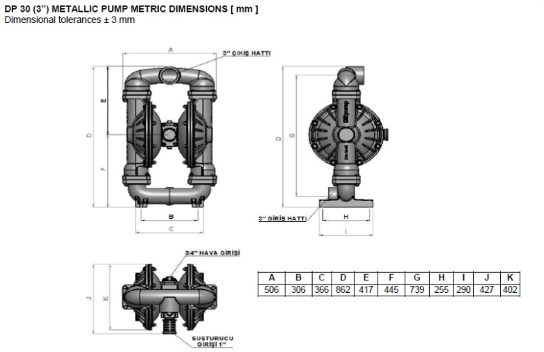 DP30 METALİK DİYAFRAMLI POMPA