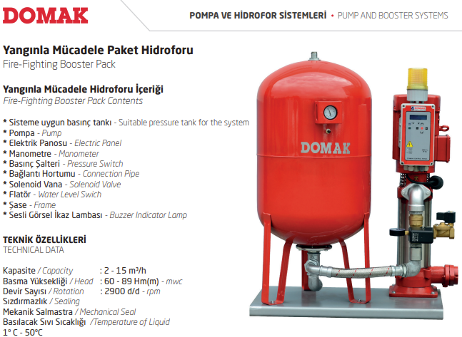 214Y-7 5,5 HP 100 LT Tanklı Yangınla Mücadele Paket Hidroforu