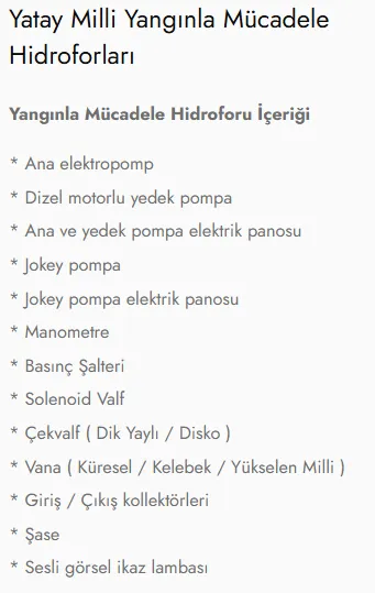 Yatay Milli Dizel Motorlu Yangınla Mücadele Hidroforları