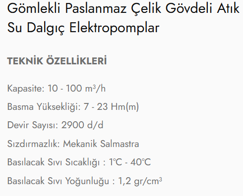 ASGM2257 / ASG3257/ ASG3407 Tipi Gömlekli Paslanmaz Çelik Gövdeli Atık Su Dalgıç Elektropomplar
