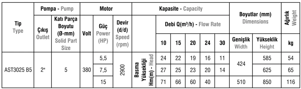 ASM / AST Tipi Paslanmaz Çelik Gövdeli Parçalayıcı Bıçaklı Atık Su Dalgıç Elektropomplar