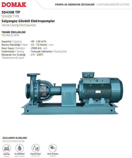 SD430B Tip Salyangoz Gövdeli Elektropomplar