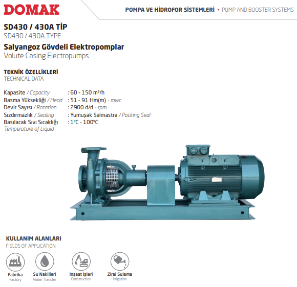 SD430 / 430A Tip Salyangoz Gövdeli Elektropomplar