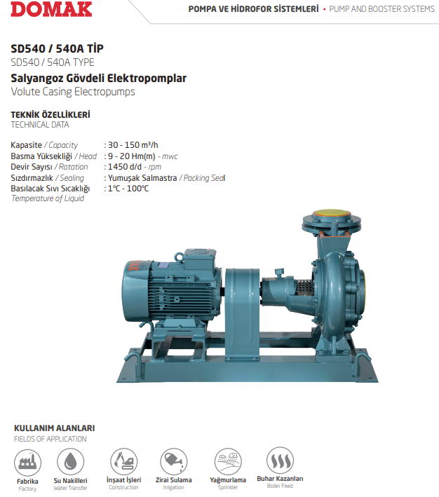 SD540 / 540A Tip Salyangoz Gövdeli Elektropomplar