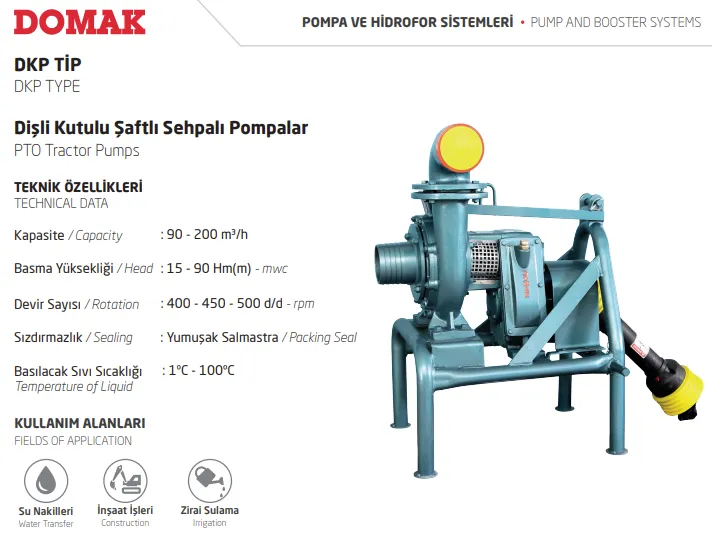 DKP Tip Dişli Kutulu Şaftlı Sehpalı Pompalar