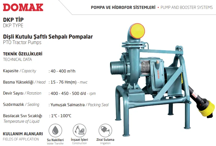DKP Tip Dişli Kutulu Şaftlı Sehpalı Pompalar