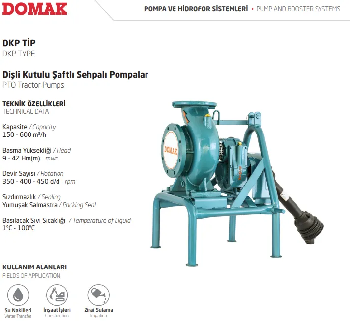 DKP Tip Dişli Kutulu Şaftlı Sehpalı Pompalar