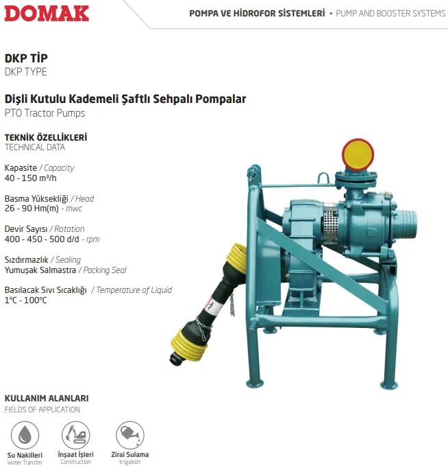 DKP Tip Dişli Kutulu Kademeli Şaftlı Sehpalı Pompalar