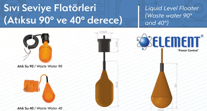 Element Seviye Flatörü Atıksu 90 ⁰ VE 40 ⁰