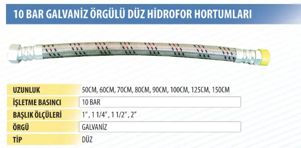 Element Galvaniz Örgülü Hidrofor Hortumları