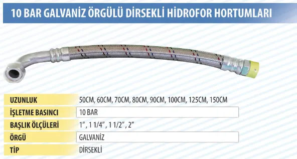 Element Galvaniz Örgülü Hidrofor Hortumları