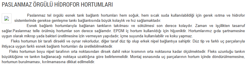 Element Paslanmaz Örgülü Hidrofor Hortumları